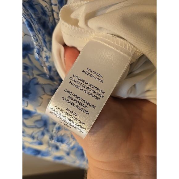 NWT Maison Tara Blue Floral V-Neck Ruffle Sleeveless Maxi Dress Womans Size 16 - Picture 8 of 9